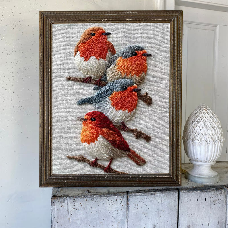 Rubbyoo Embroidery Kit - Robin Birds | Diy Animal Craft | Gifts For Bird Lovers - image 3
