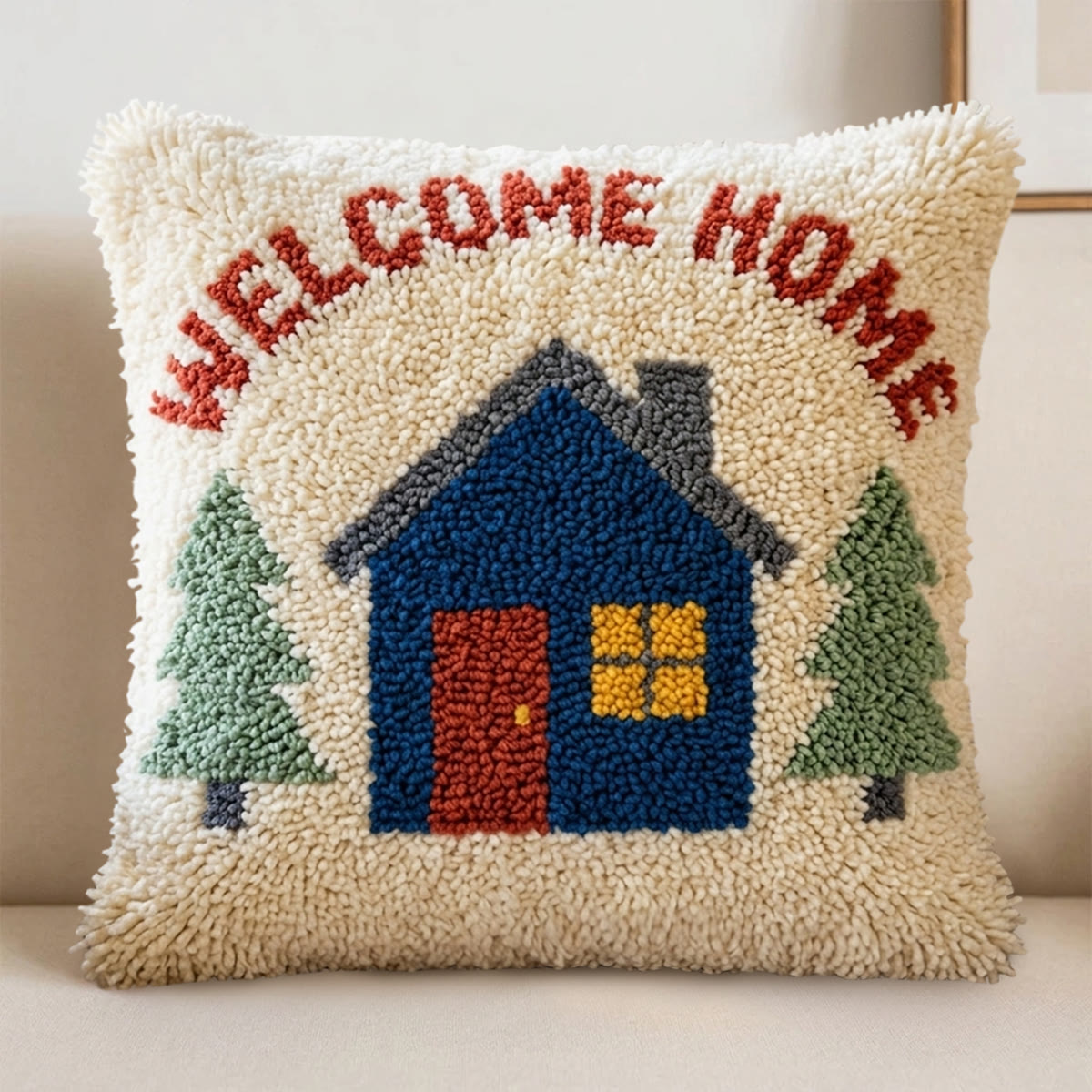Rubbyoo Latch Hook Pillow Kit - Welcome Home | Living Room Decor | Nice Birthday Gift - image 5