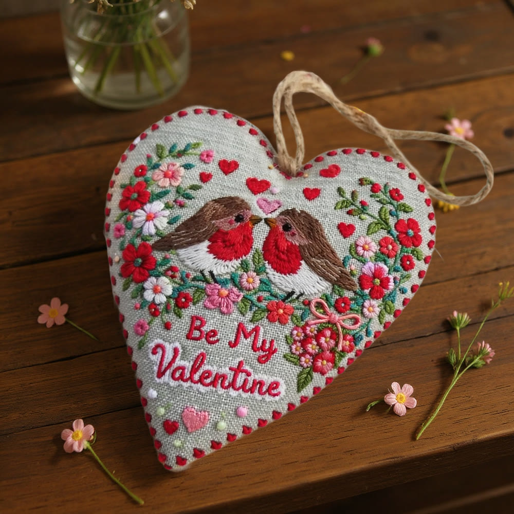 Rubbyoo Heart Embroidery Kit - Twin Robin With Lettering | Romantic Handstitched Diy | Sweet Valentine Gifting Choice - image 9