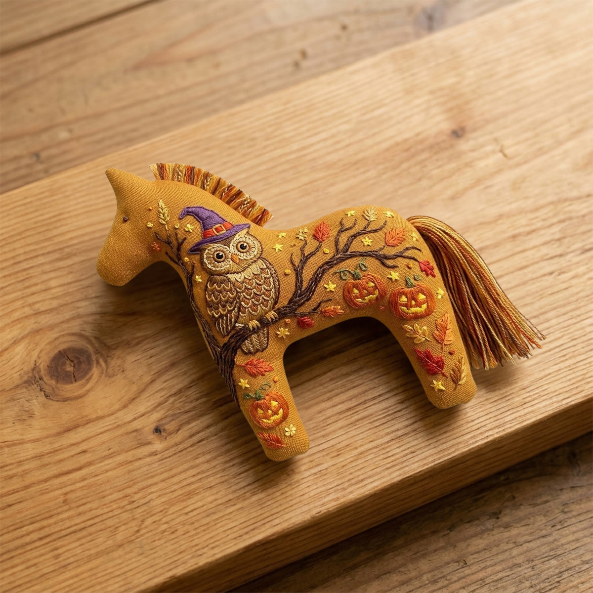 Rubbyoo Dala Horse Embroidery Kit - Halloween Witch Owl & Jack-o'-lantern | Vintage Room Decor | Multi-occasion Gift For Birthday & Holiday - image 7
