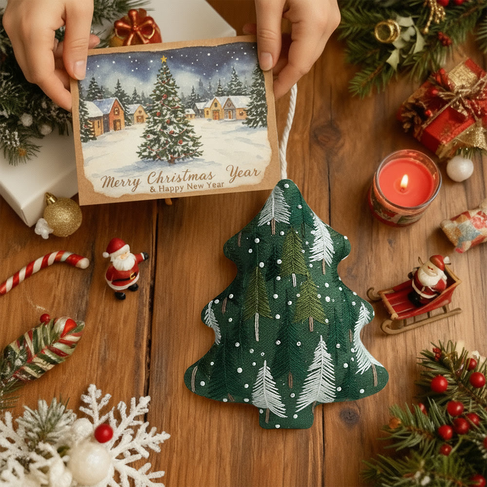 Rubbyoo Tree-shaped Embroidery Kit - Green Pine Snowfall Design | Fresh Winter Pine Needlework | Christmas Charm - image 8