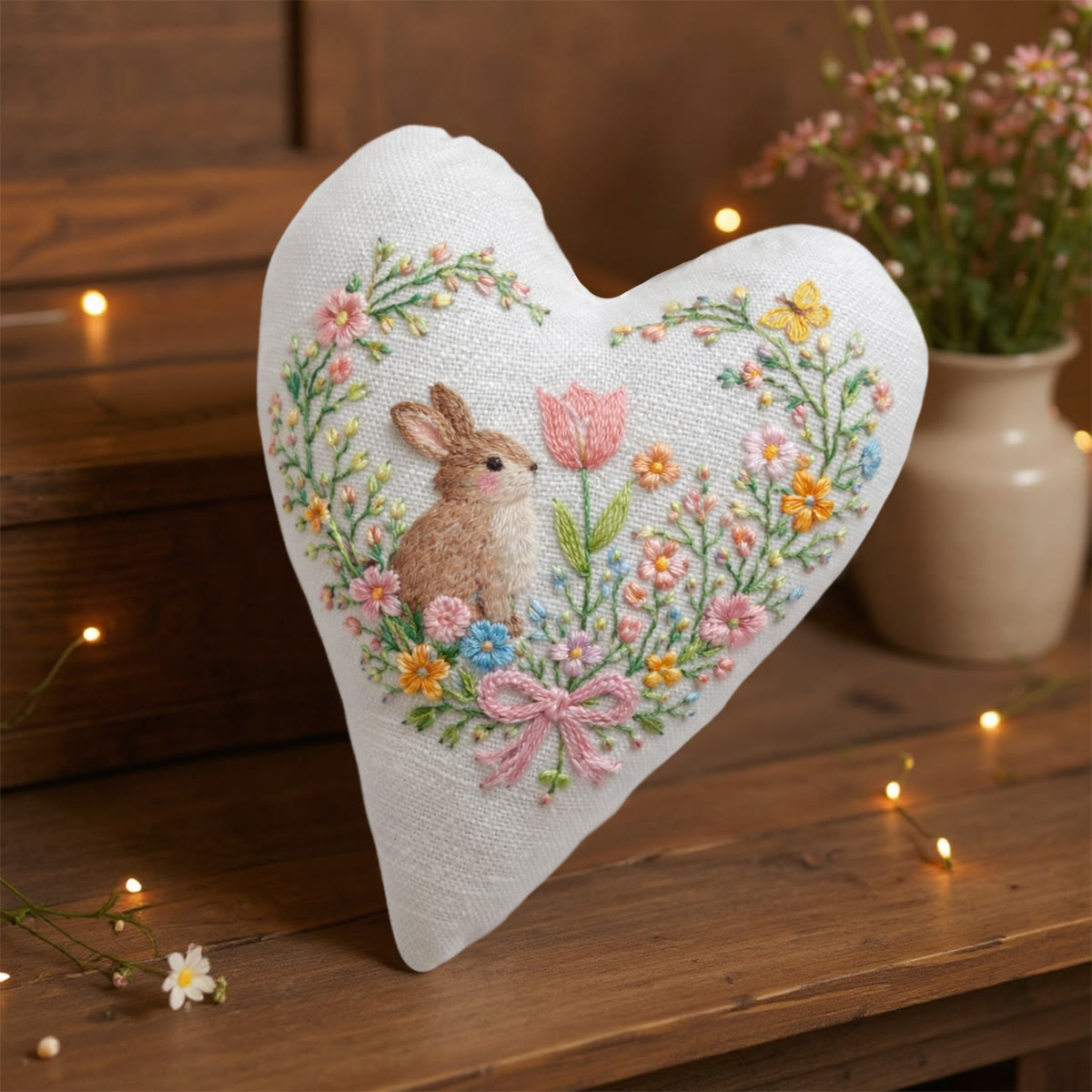 Rubbyoo Heart Embroidery Kit - Adorable Rabbit | Hanging Hearts Decor | Easy Needle Craft For Beginner  - image 4