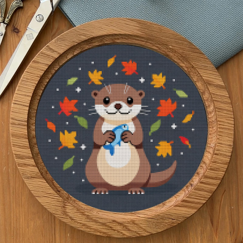  Cross Stitch Kit - Happy Otter | Autumn Home Ornament | Perfect Handicraft For Animal Lover - image 9