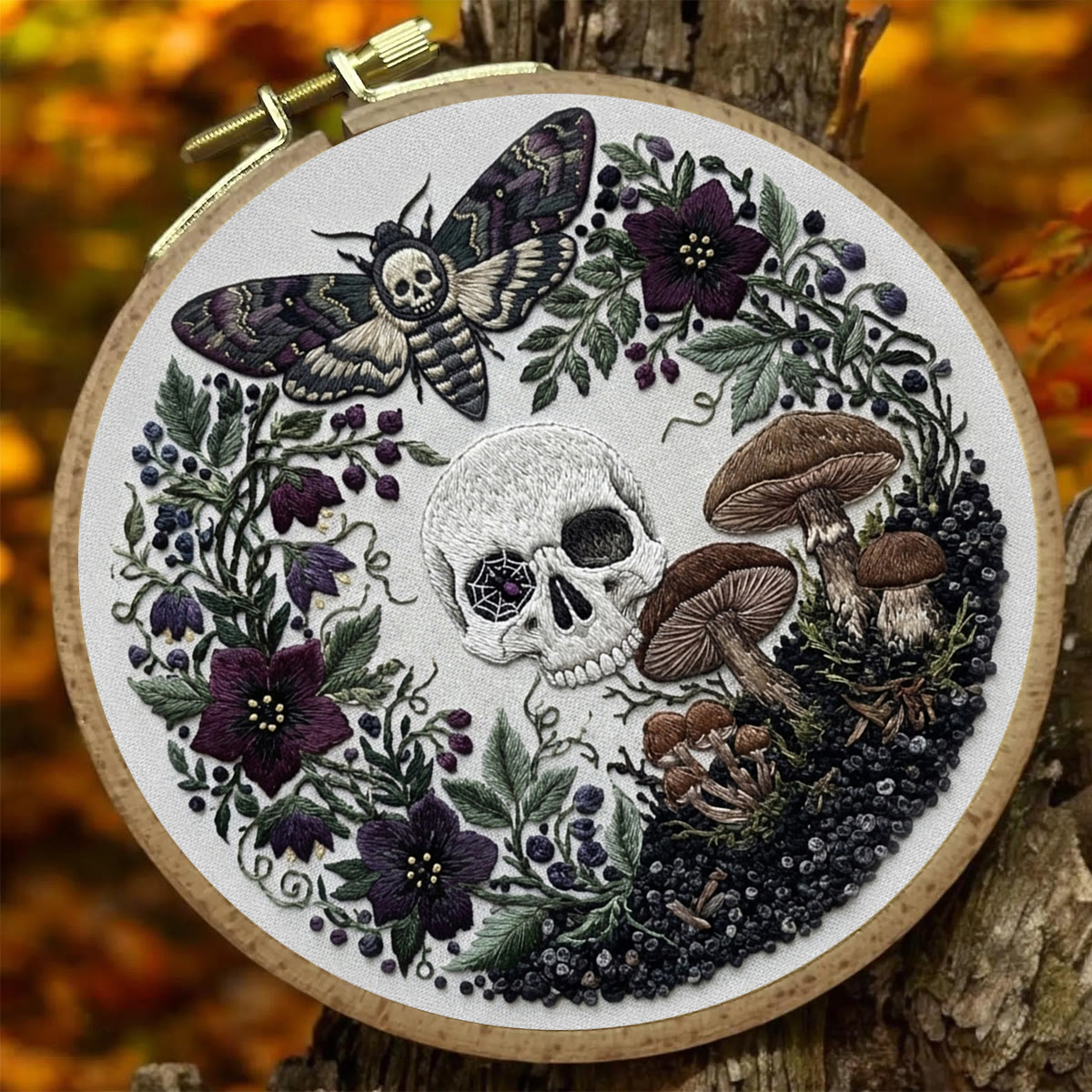 Rubbyoo Embroidery Kit - Skeleton Tomb | Bizarre Aesthetic Decor | Handmade Halloween Vibe Gift - image 4