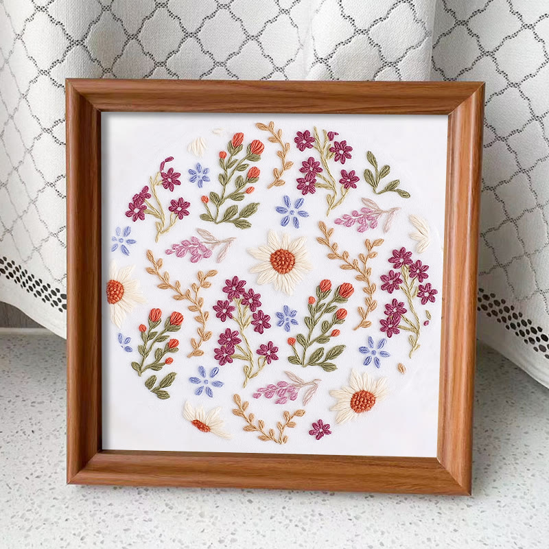Rubbyoo Embroidery Kit - Blooming Flower | Floral Handmade Art | Easy Needle Craft - Embroidery Kit Plus An Extra Frame - image 13