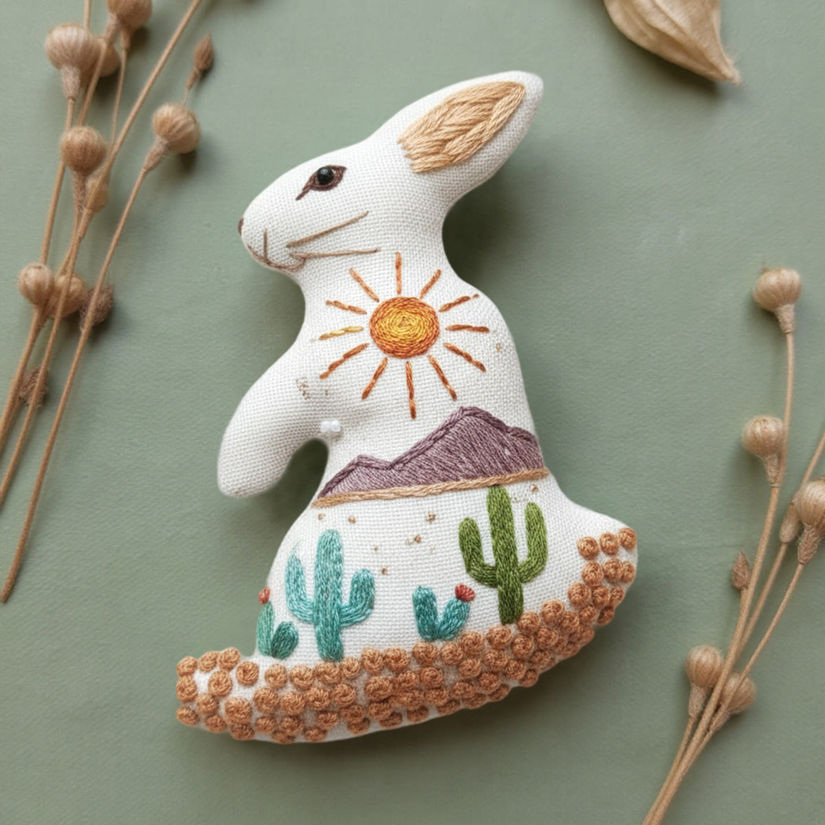 Rubbyoo Rabbit Embroidery Kit - Sun In Desert | Easy Handmade Stitch | Unique Handmade Pendants - image 4