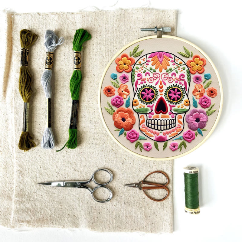 Rubbyoo Embroidery Kit - Floral Calavera | Beginner Needle Craft | Diy Stitching Art  - image 11