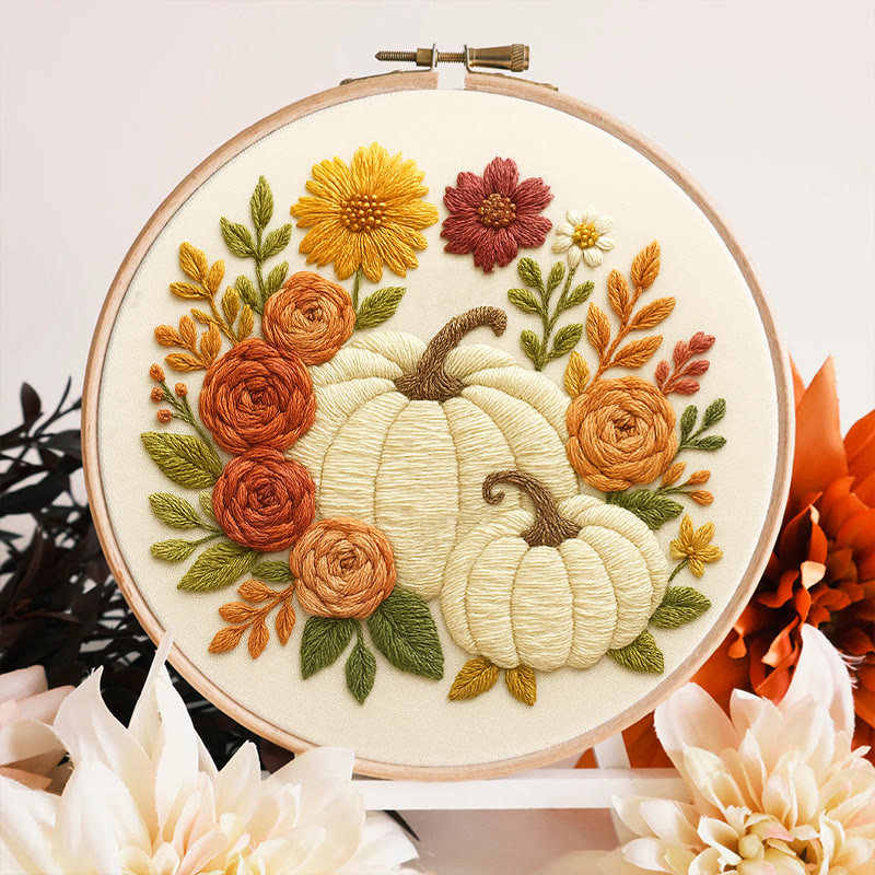 Rubbyoo Embroidery Kit - Floral Pumpkin | Easy Handmade Needlework | Diy Helloween Craft - image 7