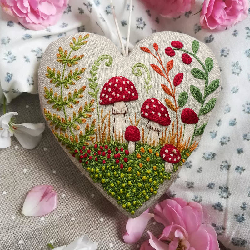Rubbyoo Heart Embroidery Kit - Mushroom Forest | Beautiful Landscape Collection | Easy Artwork For Beginner  - image 5