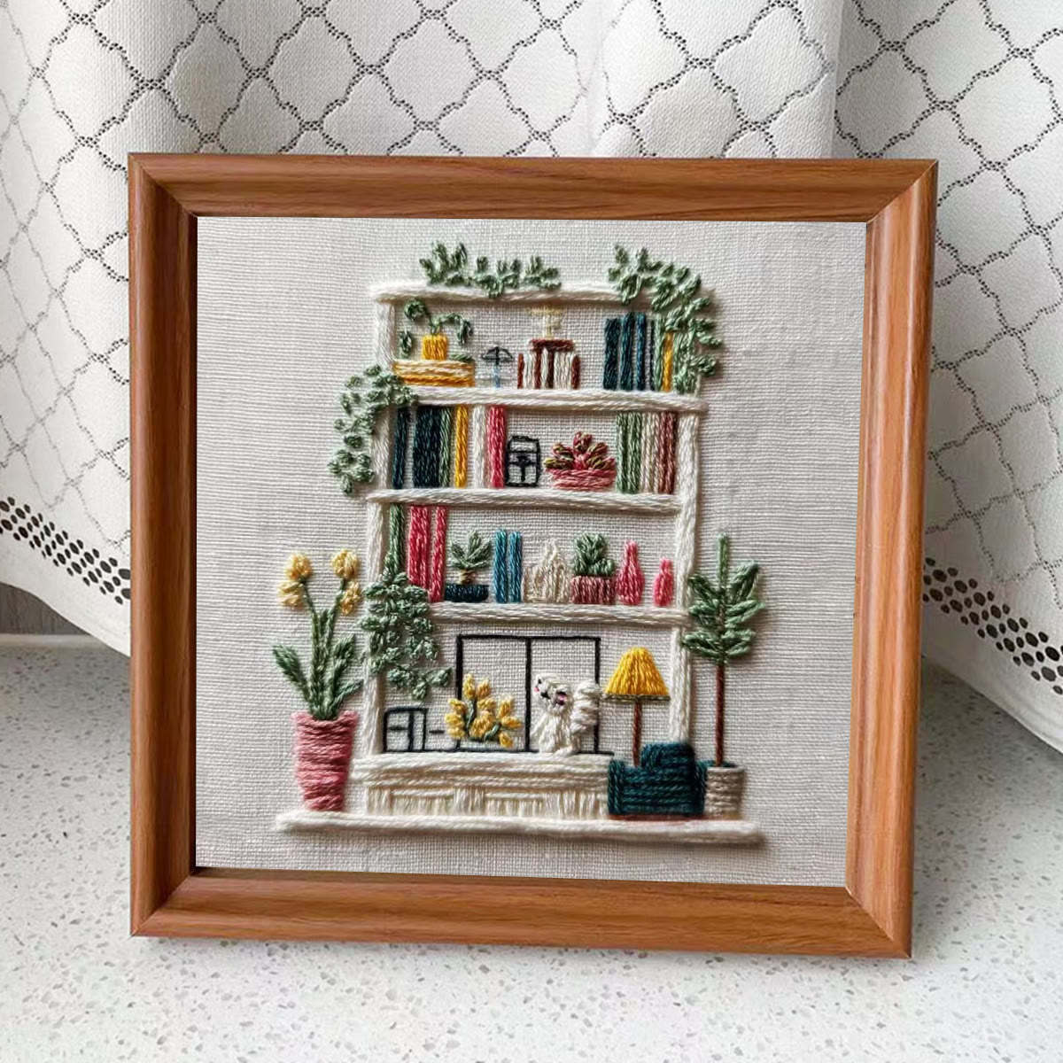 Rubbyoo Embroidery Kit - Bookshelf | Diy Decoration For Book Lover | Handmade Hoop Art  - Embroidery Kit Plus An Extra Frame - image 13