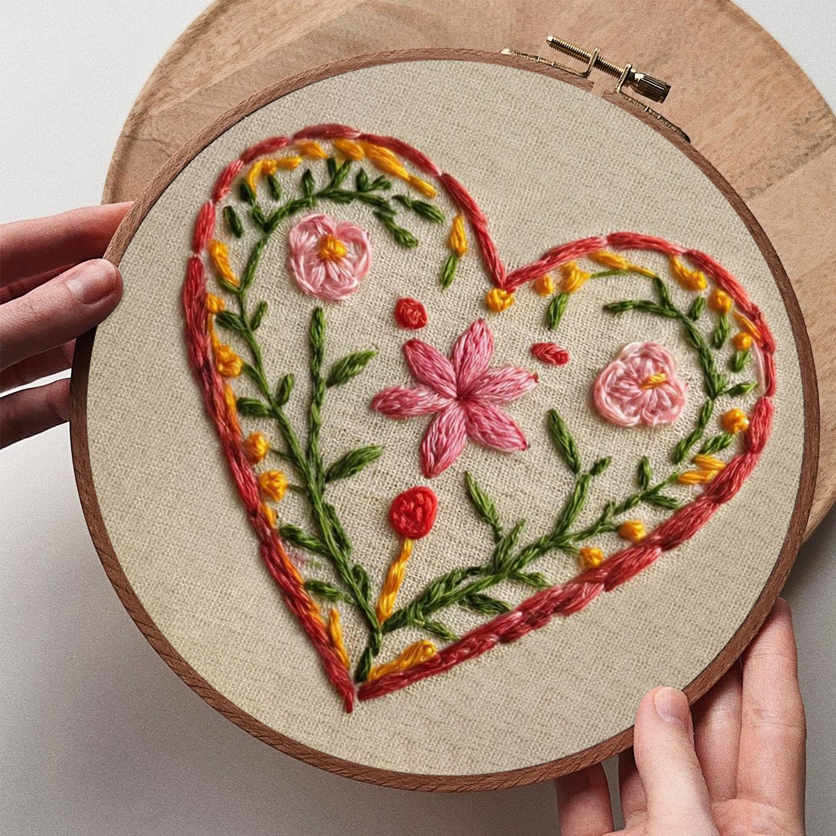 Rubbyoo Embroidery Kit - Heart-shaped Floral | Household Wall Decor | Beginner-friendly Craft - image 8