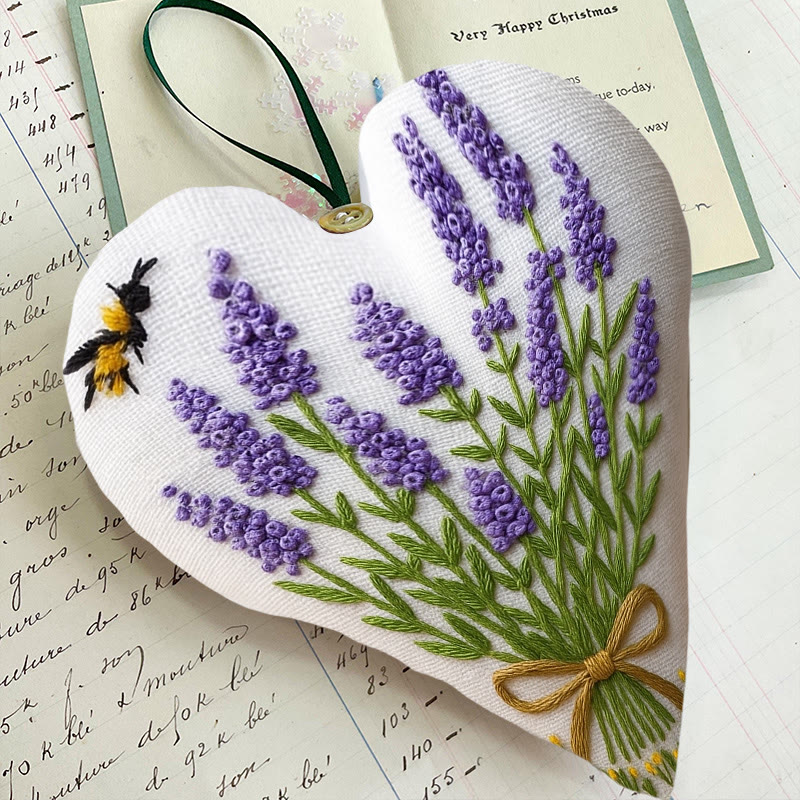 Rubbyoo Heart Embroidery Kit - Lavender Bouquet | Floral Home Decor | Handmade Birthday Gift - image 6
