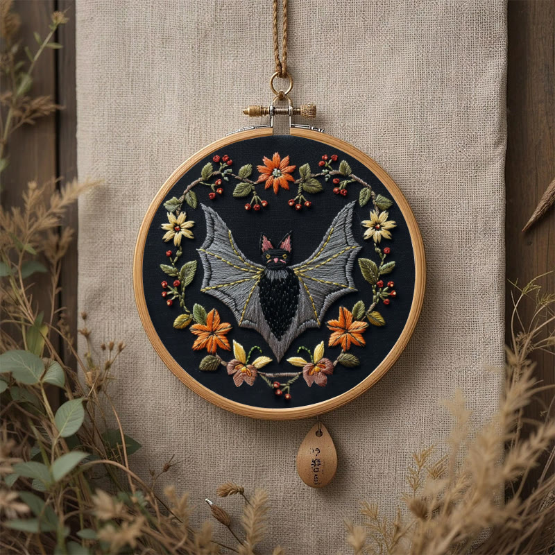 Rubbyoo Embroidery Kit - Halloween Floral Bats | Diy Halloween Crafts | Creative Wall Hanging - image 7