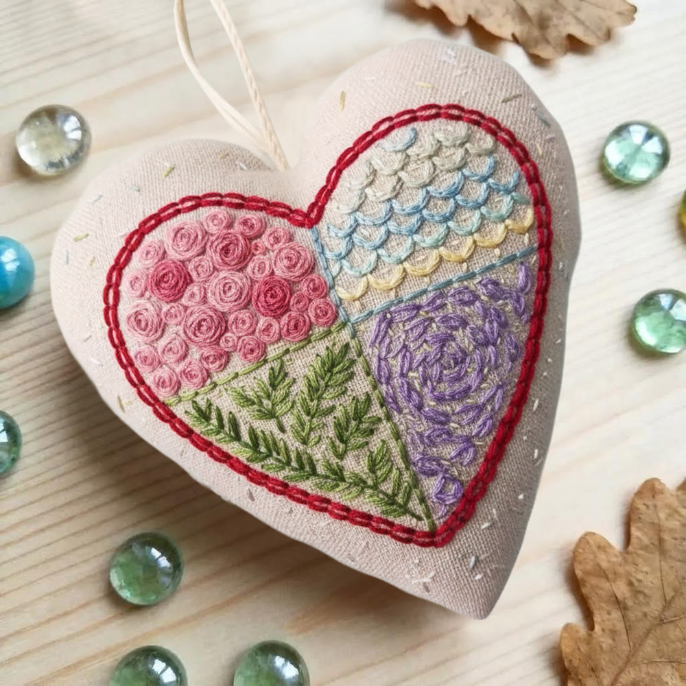 Rubbyoo Heart Embroidery Kit - Patchwork Stitch | Creative Handcraft | Stylish Home Decor - image 8