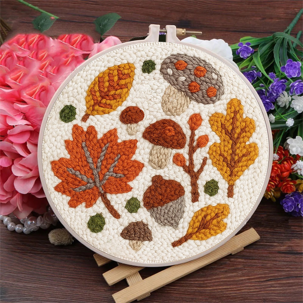 Autumn Leaves Punch Needle Kit - Diy Wall Hanging | Seasonal Needle Artwork - image 3