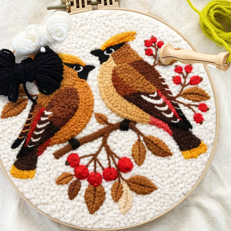 Berry Perched Birds Punch Needle Kit – Newcomer-Friendly DIY Starter | Best Gifting Choice - image 9