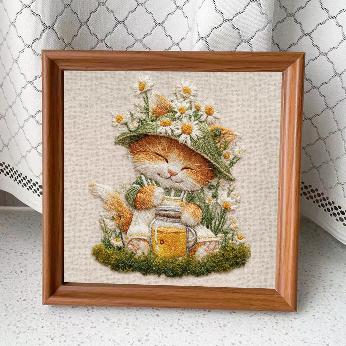 Rubbyoo Embroidery Kit - Floral Kitten | Lovely Animal Art | Gift For Home Decoration  - Embroidery Kit Plus An Extra Frame - image 4