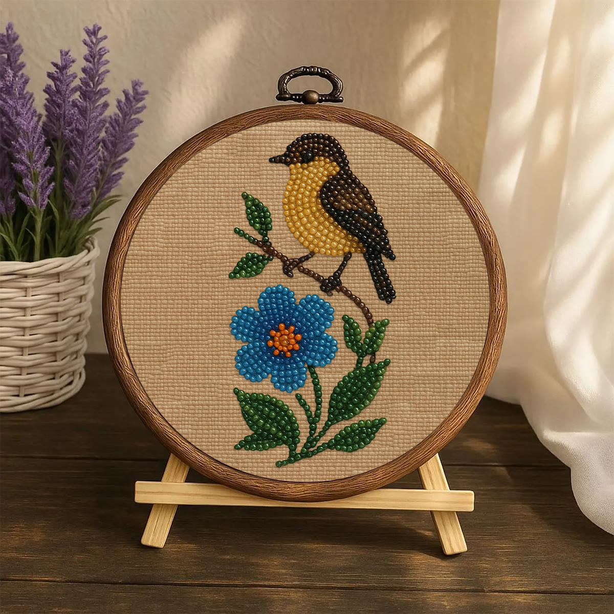 Rubbyoo Bead Embroidery Kit - Floral Bird | Beginner Needle Artcraft | Personalized Home Decor - image 8