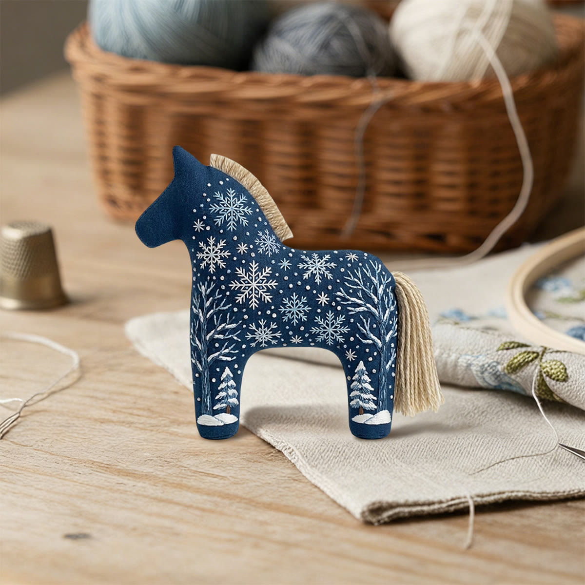 Rubbyoo Dala Horse Embroidery Kit - Snowflake | Winter Scene Diy Needlework For Beginners | Christmas Hoop Art Gift For Kids - image 5
