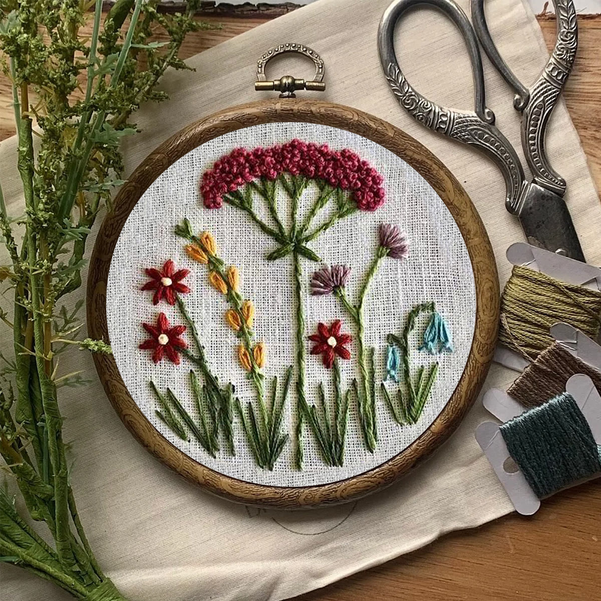 Rubbyoo Embroidery Kit- Red Floral  Pattern | Embroidery Kit For Beginner,Modern Embroidery,Cross Stitch - image 8