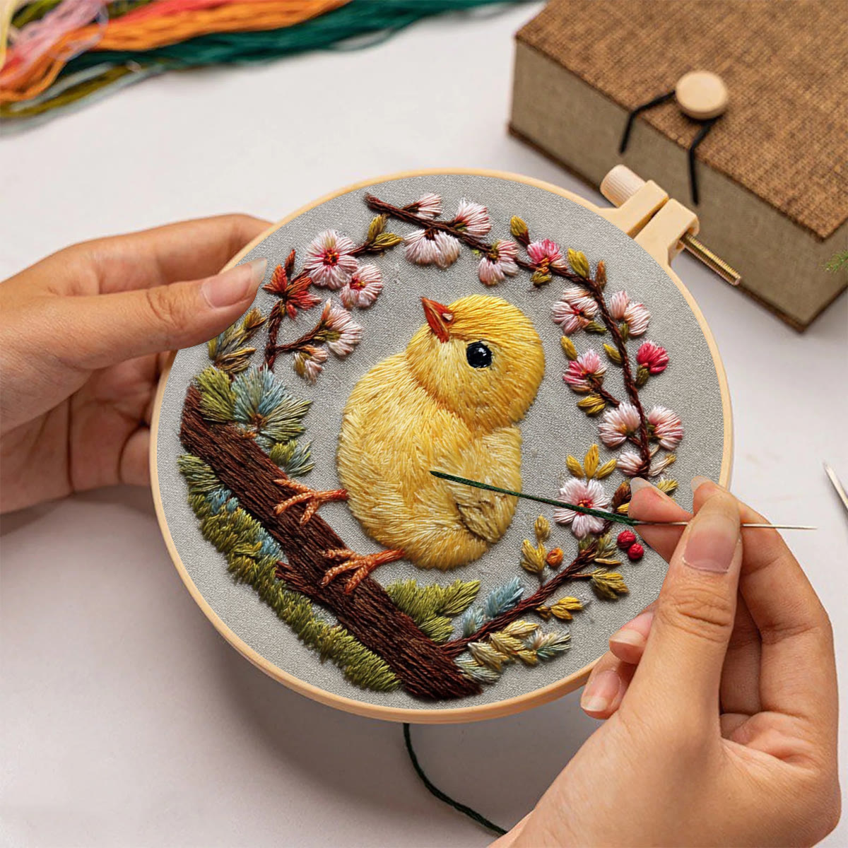Rubbyoo Embroidery Kit - Floral Chick | Cute Animal Art | Beginner Stitch Craft - image 5