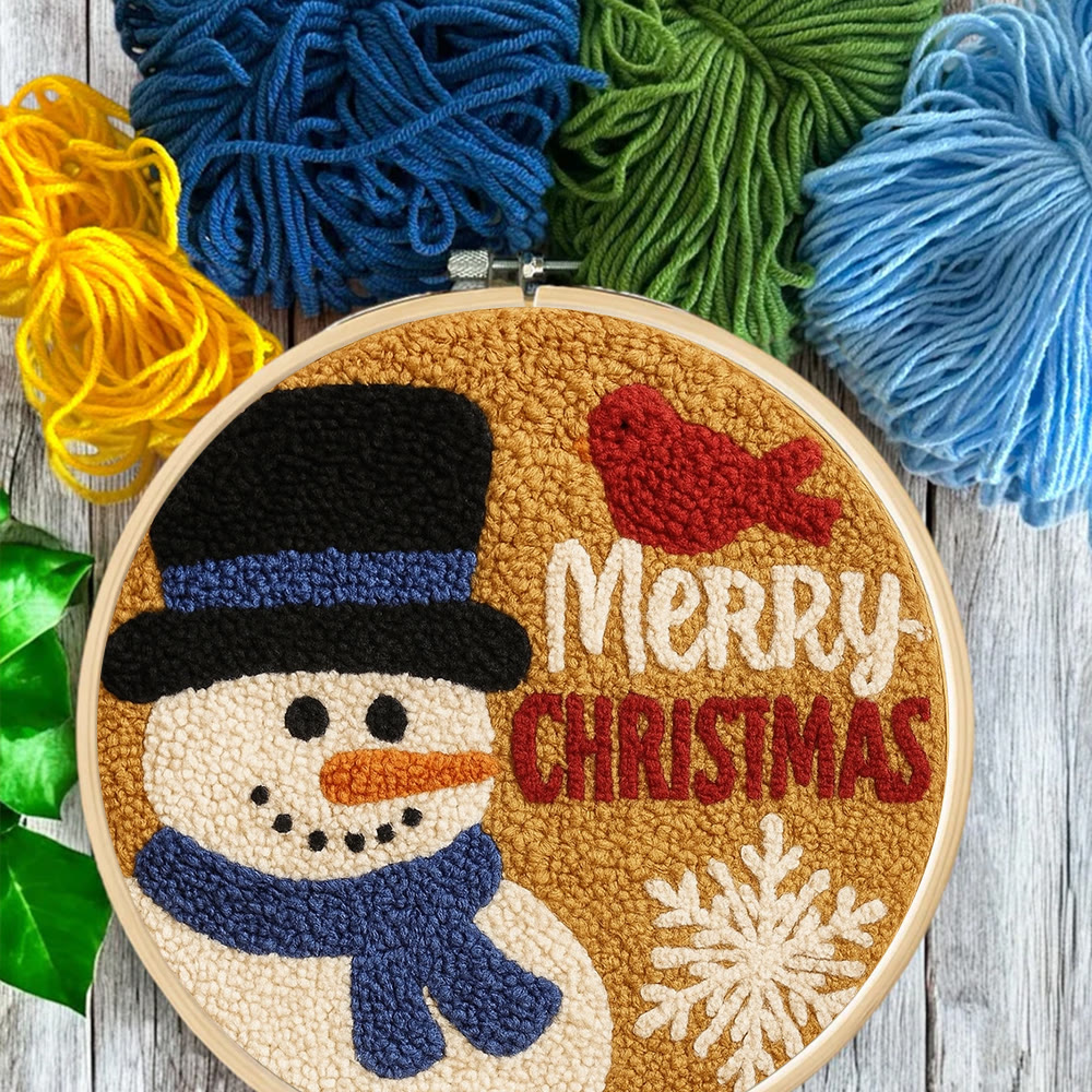 Merry Christmas Punch Needle Kit - Creative Yarn Craft | Handmade Holiday Ornament - image 4