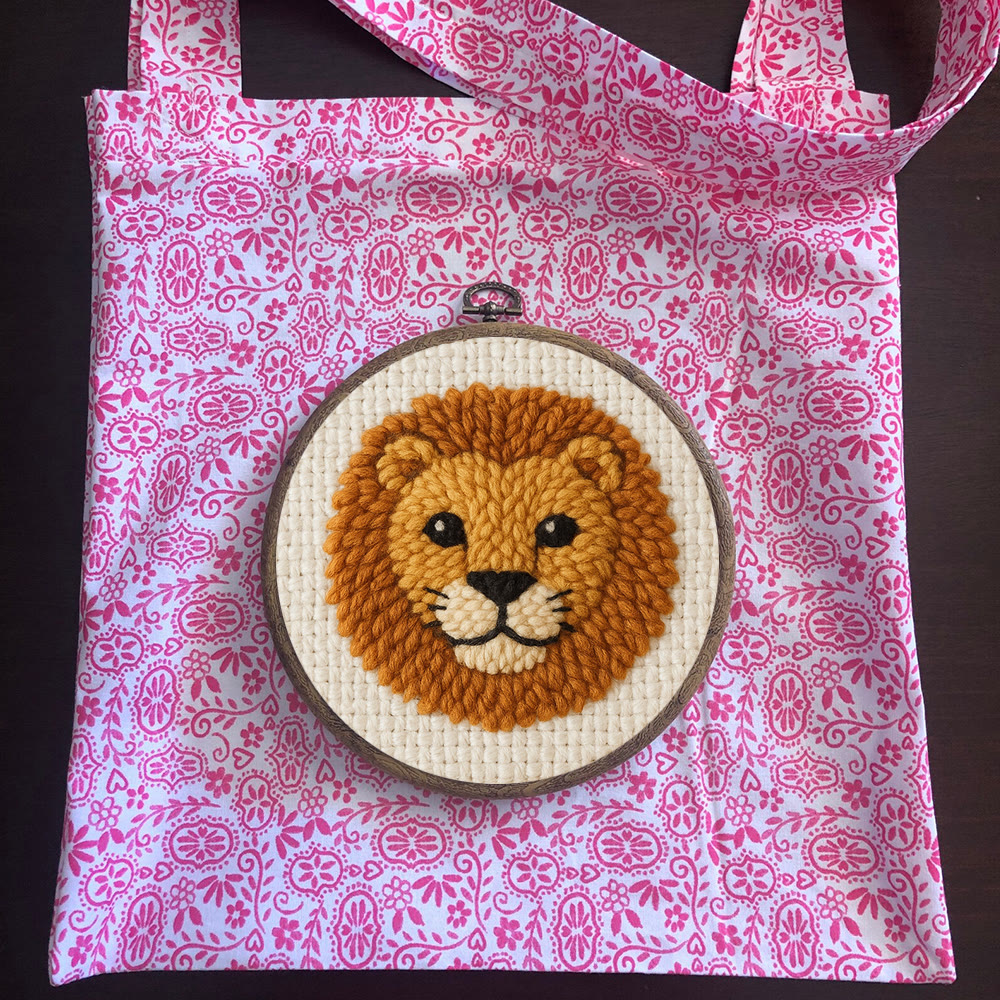 Cute Lion Punch Needle Kit - Handmade Animal Yarn Craft  | Diy Gift For Child - image 10
