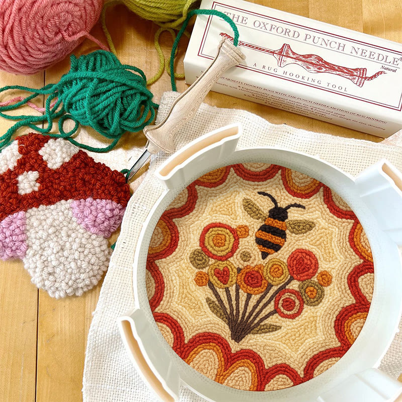  Little Bee Punch Needle Kit - Diy Needlework For Beginner | Unique Wall Hanging  - image 9