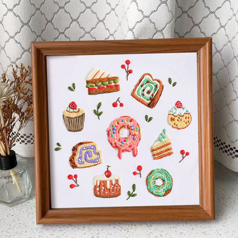 Rubbyoo Embroidery Kit - Yummy Pastry |  Beginner Handmade Craft | Decorative Gift For Desert Lover - Embroidery Kit Plus An Extra Frame - image 8