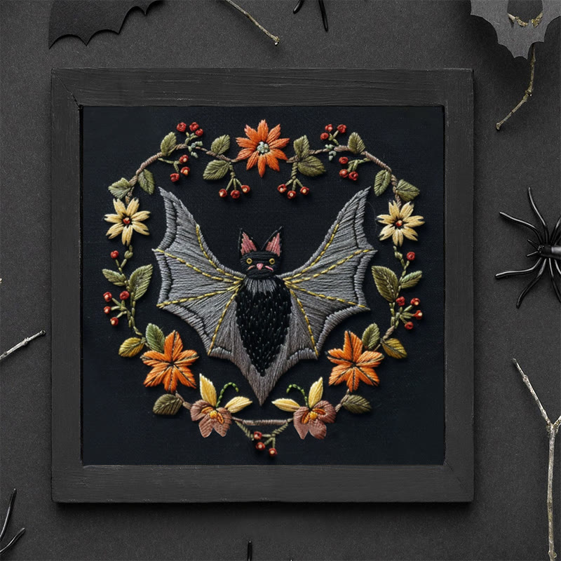 Rubbyoo Embroidery Kit - Halloween Floral Bats | Diy Halloween Crafts | Creative Wall Hanging - image 9