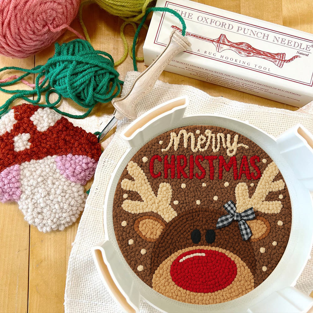  Christmas Reindeer Punch Needle Kit - Diy Christmas Coaster | Unique Housewarming Handicraft - image 7