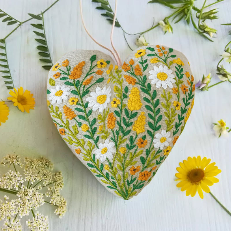 Rubbyoo Heart Embroidery Kit - Wildflower Meadow | Rustic Home Decor | Handmade Needle Artwork - image 4