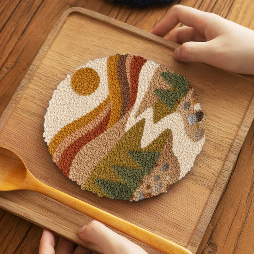 Golden Mountain Range Punch Needle Kit - Beginner-Friendly DIY Craft Project | Landscape Motif Gift For Nature Lover - image 11