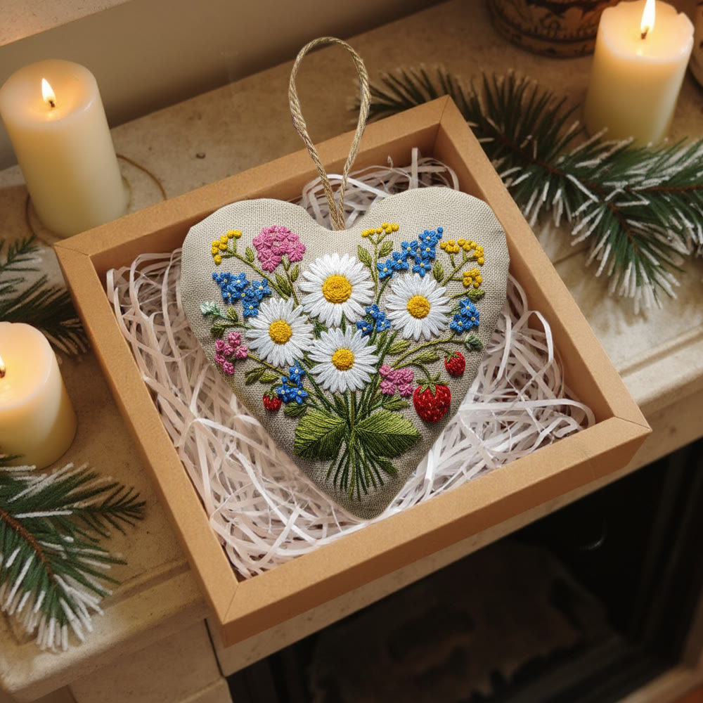 Rubbyoo Heart Embroidery Kit - Daisy Hydrangea With Strawberry Detail | Fresh Handmade Diy | Cheerful Gifting Selection - image 7