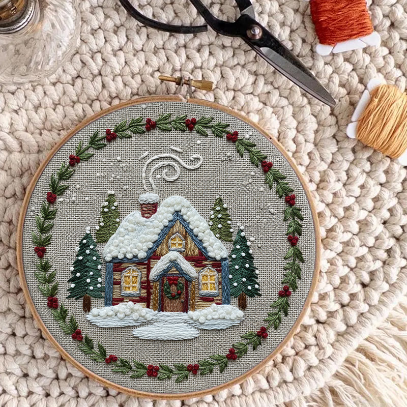 Rubbyoo Embroidery Kit - Winter Chalet | Christmas Stitch Artwork | Handmade Wall Decor - image 8