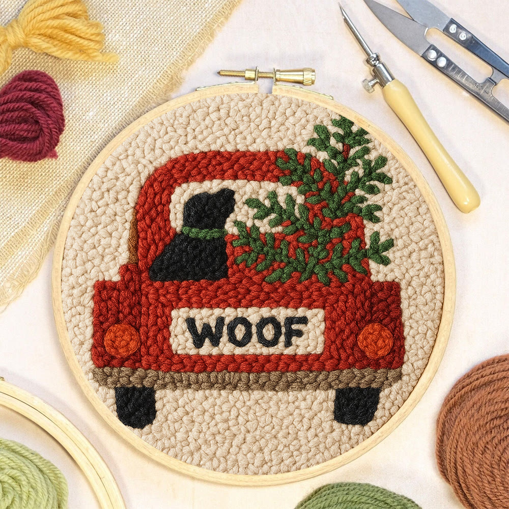  Woof Truck Punch Needle Kit - Diy Punch Needle Coaster | Craft For Handmade Enthusiast | Unique Decorative Gifts - image 5