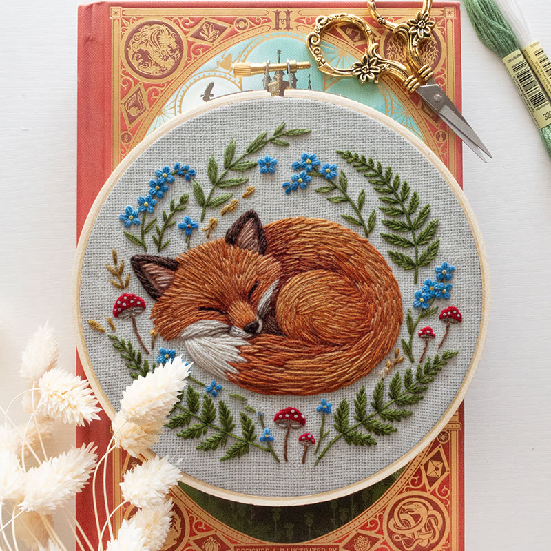 Rubbyoo Embroidery Kit - Sleeping Fox | Nature-inspired Handcrafted Art | Cozy Home Decor Piece - image 12