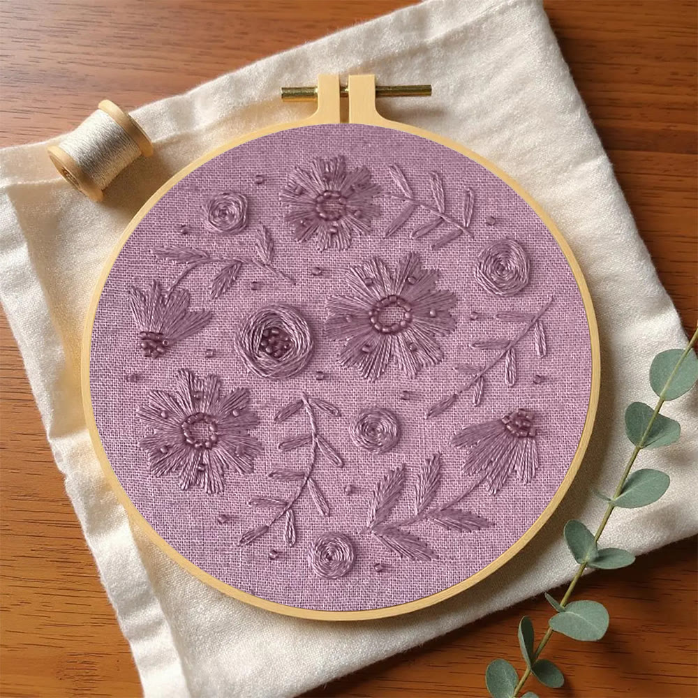 Rubbyoo Embroidery Kit - Purple Charm | Diy Floral Artwork | Easy Handmade Craft For Beginner - image 4