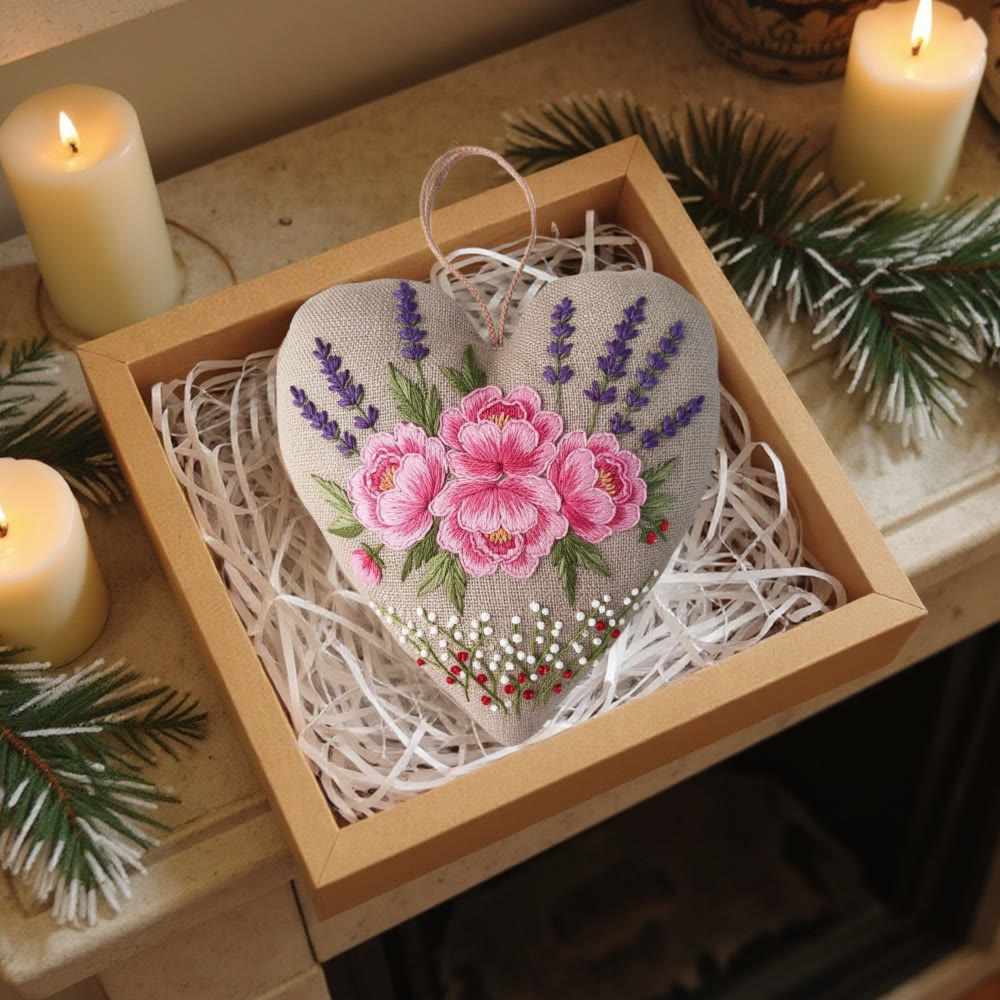 Rubbyoo Heart Embroidery Kit - Pink Peony With Lavender Accent | Exquisite Handmade Craft | Elegant Gifting Pick - image 10
