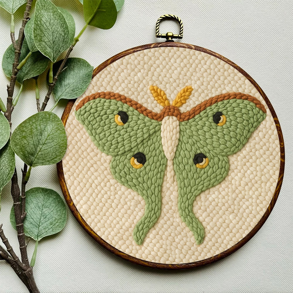 Lush Green Luna Moth Punch Needle Kit – Beginner-Ready DIY | Premier Gifting Pick - image 8