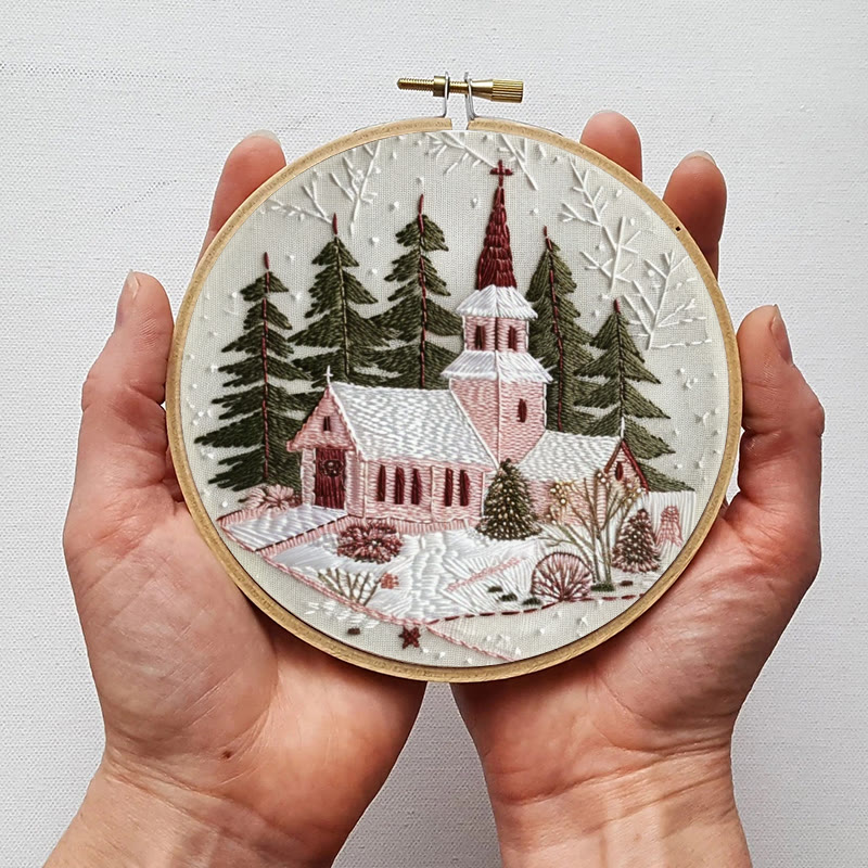 Rubbyoo Embroidery Kit-  Winter Church - image 3