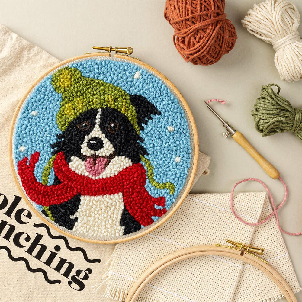Winter Adorned Puppy Punch Needle Kit – Easy Beginner Handcraft | Cute Decor Hanging - image 10