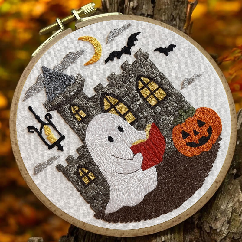 Rubbyoo Embroidery Kit - Halloween Reading Ghost | Creative Wall Hanging | Diy Halloween Decor - image 7