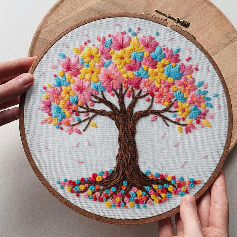 Rubbyoo Embroidery Kit - Rainbow Blossom Tree | Playful Craft | Vibrant Accent - image 10