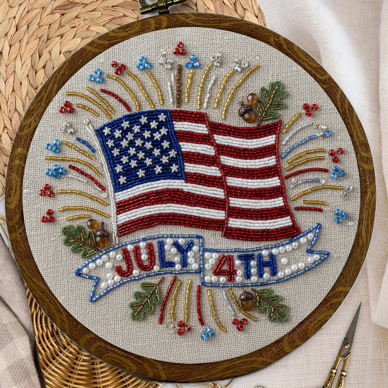 Rubbyoo Bead Embroidery Kit - 4th Of July | Diy Handmade Craft | Unique Hoop Art - image 9