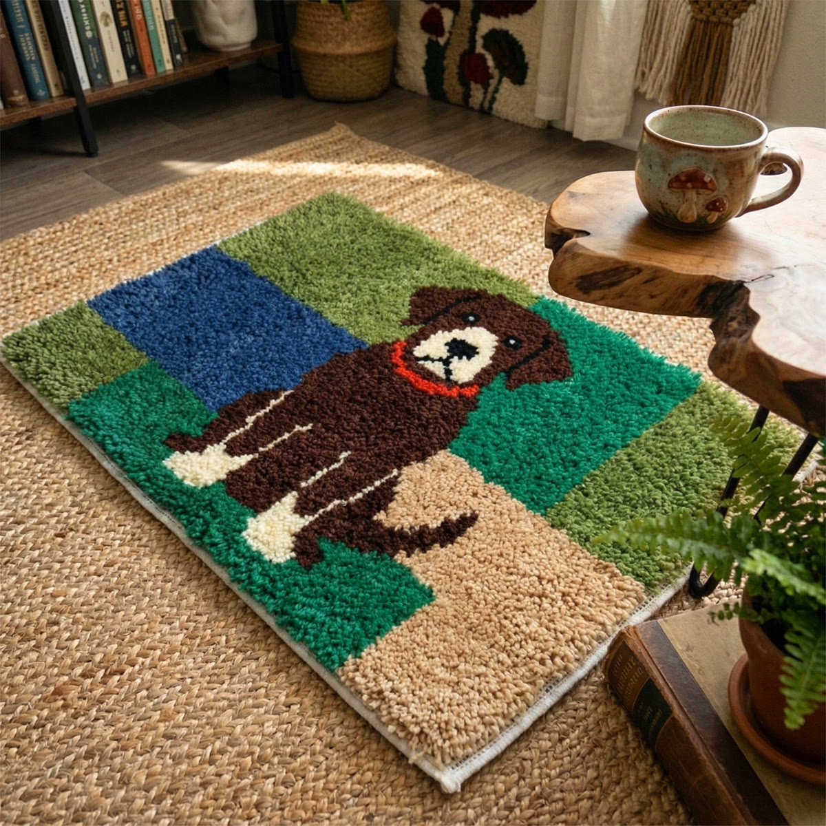 Rubbyoo Latch Hook Rug Kit - Brown Dog | Soft Fluffy Mat | Handmade Housewarming Gift - image 5