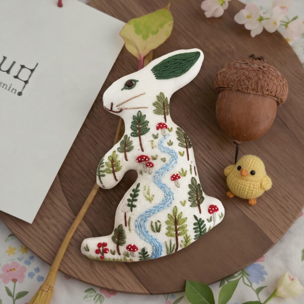 Rubbyoo Rabbit Embroidery Kit - Forest River | Easy Handmade Art | Unique Hanging Craft - image 4