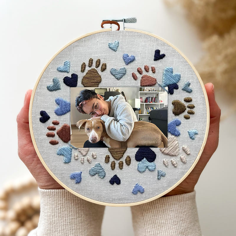 Rubbyoo Embroidery Photo Frame Kit - Adorable Paw Print | Memorable Handmade Craft | Diy Needle Artwork  - image 3