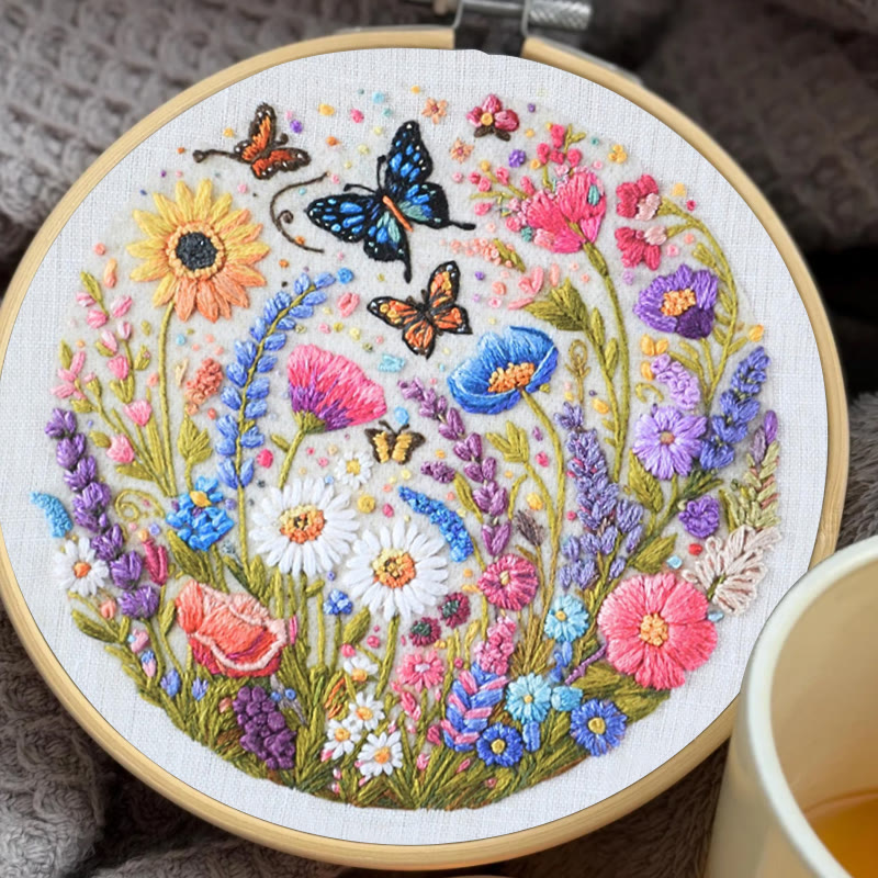 Rubbyoo Embroidery Kit - Beautiful Wildflowers | Floral Hoop Art | Diy Anniversary Craft - image 5
