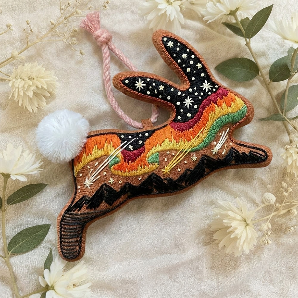 Rubbyoo Rabbit Embroidery Kit - Magical View | Whimsical Micro-Landscape Pattern | Mystical Boho Style Bag Charm - image 3